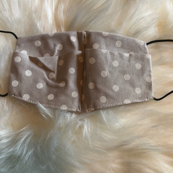 Taupe Polkadot Cotton RE-USEABLE Mask - Picture 6 of 6